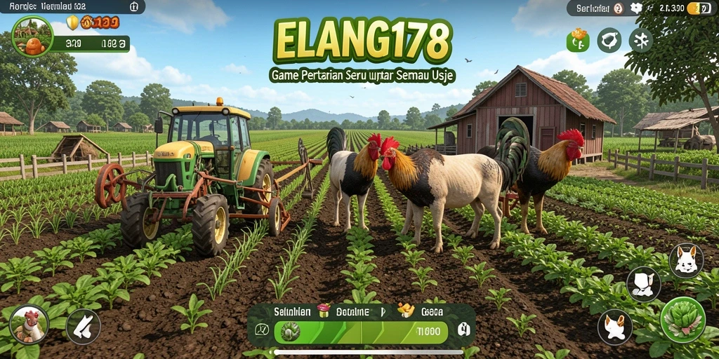 Screenshot gameplay ELANG178 menampilkan aktivitas bertani yang seru.
