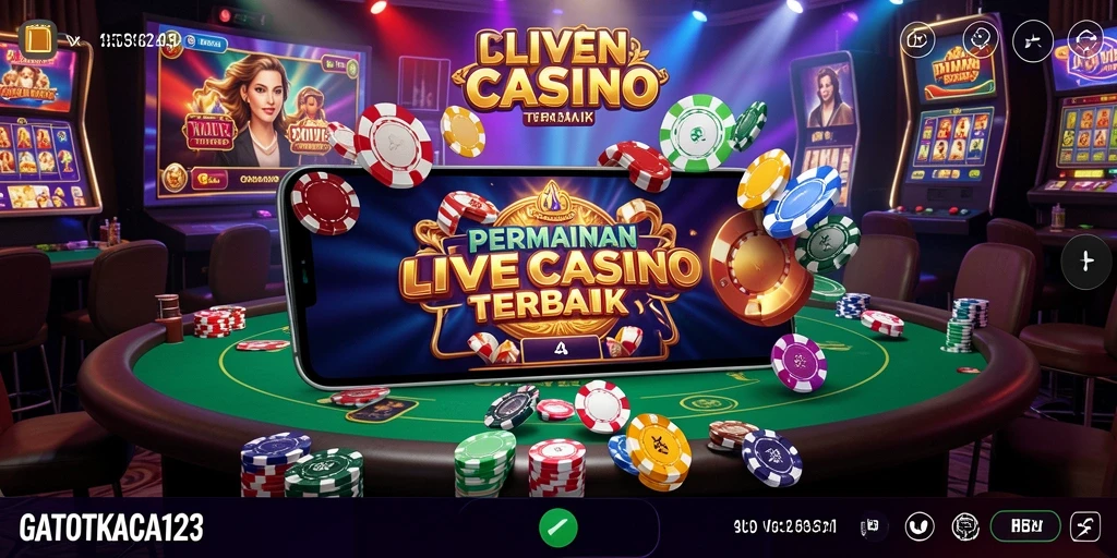Tangkapan layar GATOTKACA123 menampilkan dealer langsung bermain Live Casino.