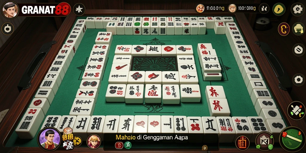 Tangkapan layar gameplay GRANAT88 menunjukkan momen seru saat bermain Mahjong.