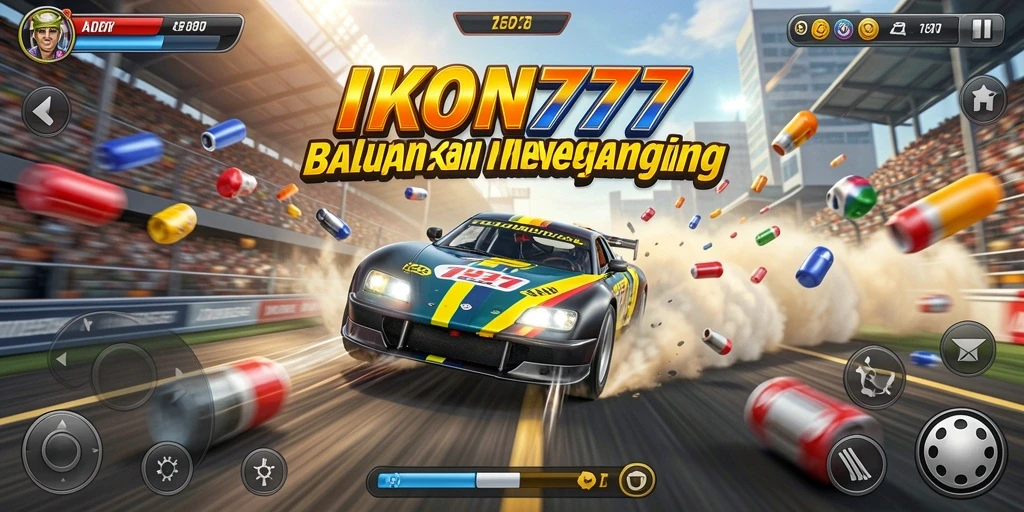 Tampilan menegangkan dalam balapan di IKON777 dengan mobil cepat.