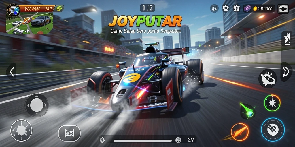 Tampilan seru gameplay balapan JOYPUTAR dengan grafik memukau.
