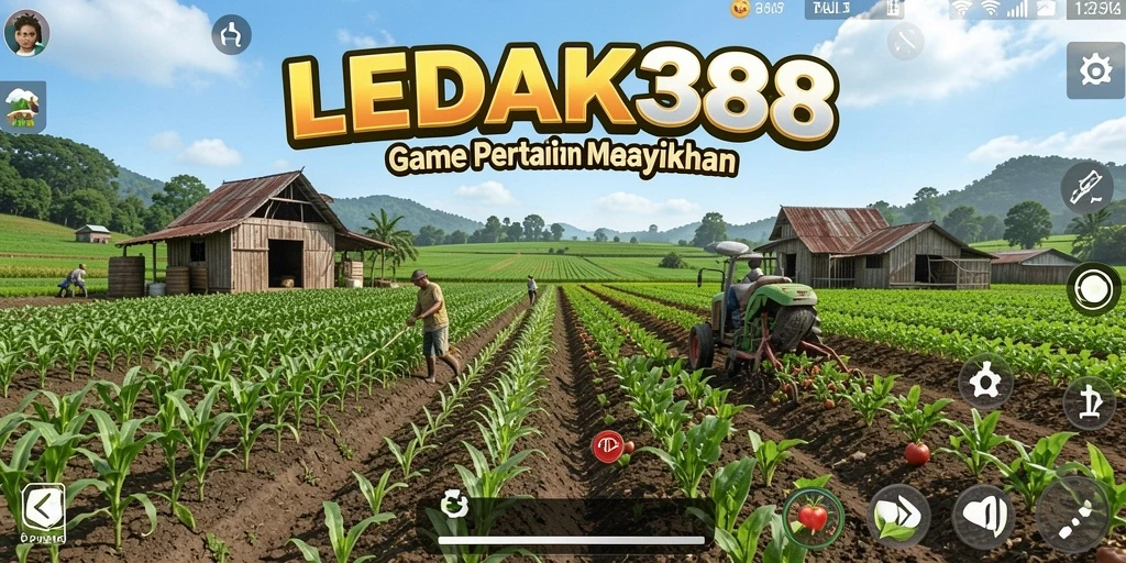 Tampilan gameplay LEDAK388 saat bertani dan memelihara hewan.