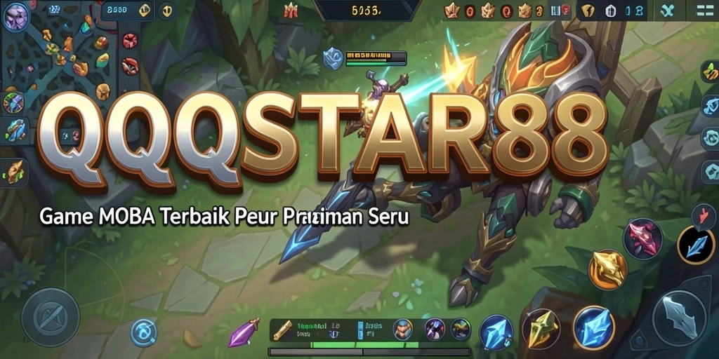 Screenshot gameplay QQSTAR88 dengan pertempuran MOBA yang intens.
