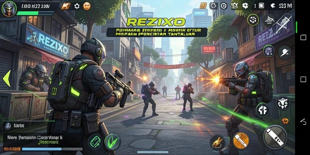 Tampilan gameplay menarik REZIXO yang penuh strategi dan tantangan.
